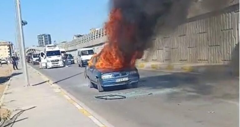 sivasta otomobil alev alev yandi surucu yaralandi NzEVX4Du